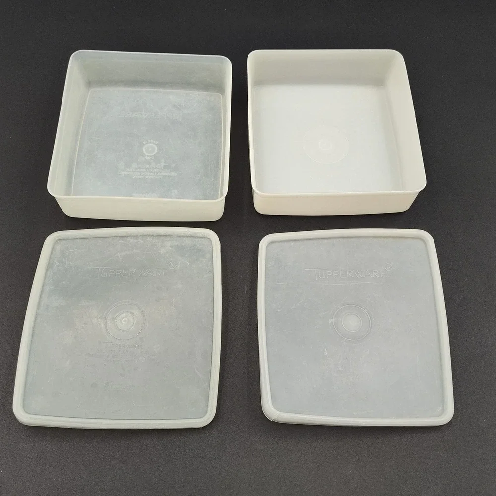 Set-2 TUPPERWARE Square Sandwich Keepers‎ 671-4 Parts Vintage SEE BB24.2GA1287.8